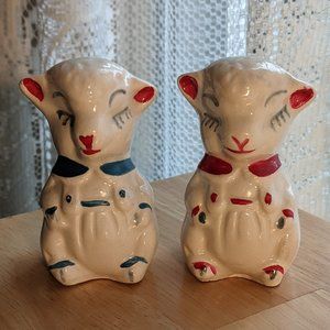 Vintage Collectible Anthropomorphic Lamb Salt & Pepper Shakers